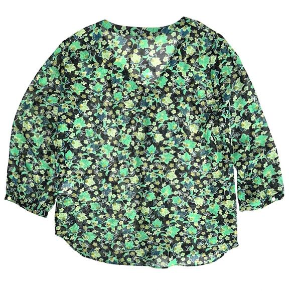 NWT Rose & Olive Green Metallic Floral Blouse Size Medium - Picture 10 of 12